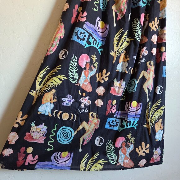 Rails Fatima Bathing Ladies Tank Midi Dress Black Size Women's Large 100% Cotton - Picture 5 of 12